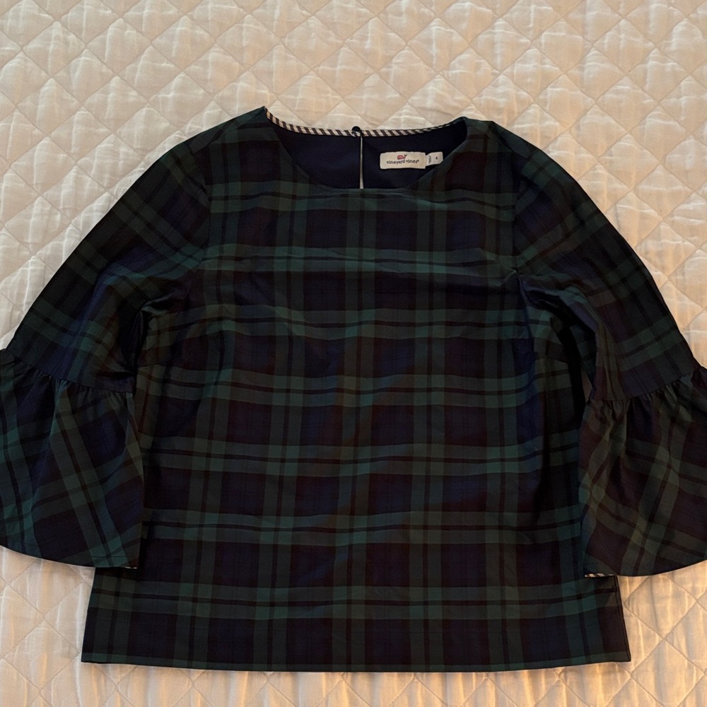 Vineyard Vines Black watch Plaid Blouse